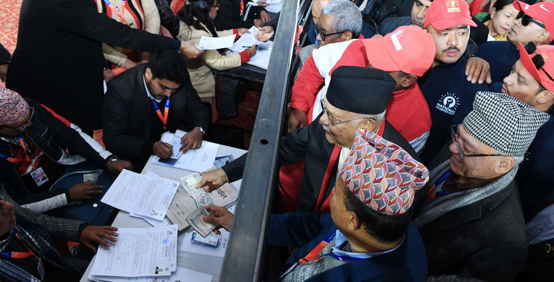 एमाले अध्यक्षका लागि ओली र पोखरेलले गराए उम्मेदवारी दर्ता