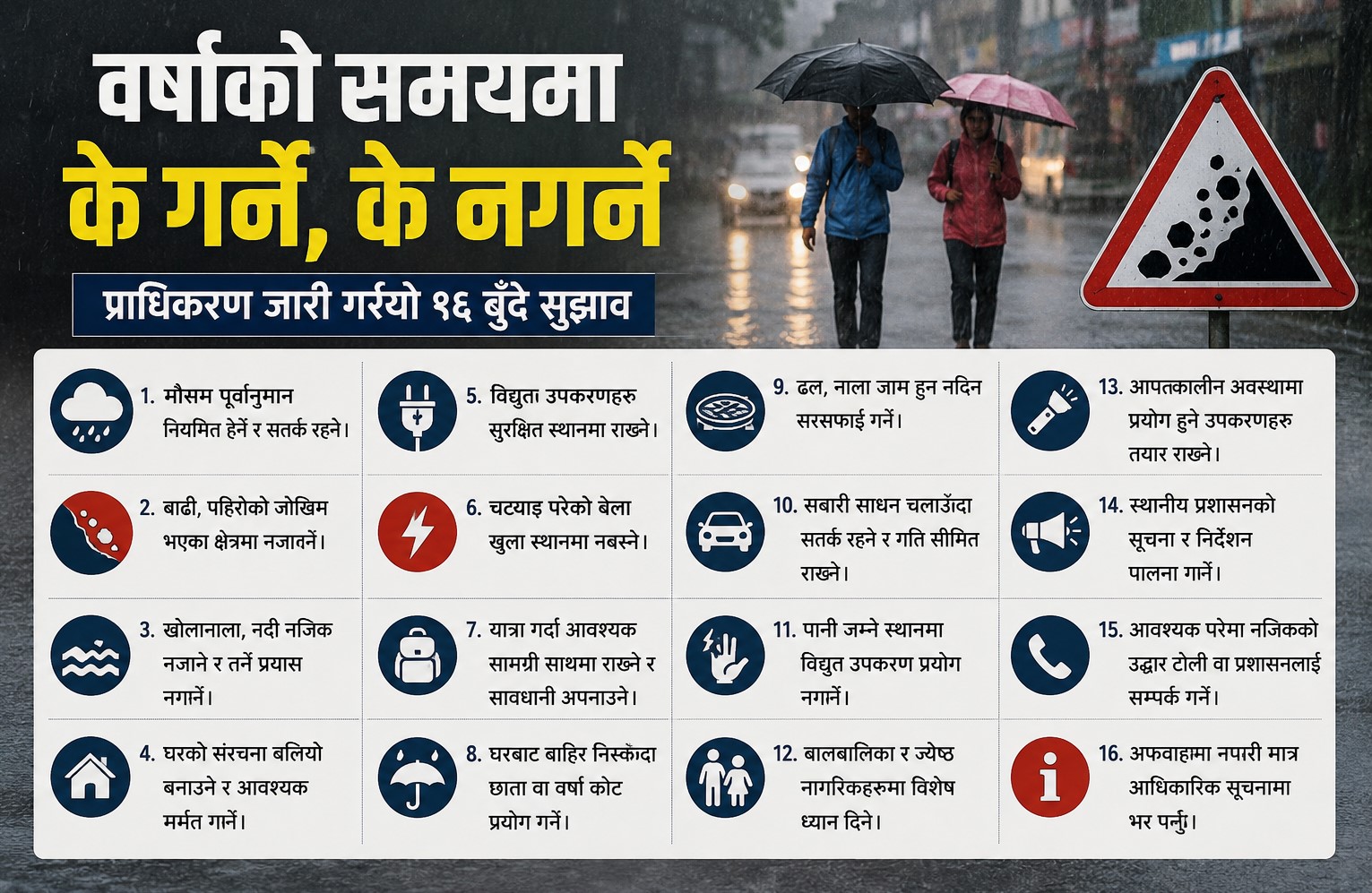 वर्खाको समयमा के गर्ने के नगर्ने प्राधिकरण जारी गर्‍यो १६ बुँदे अपिल